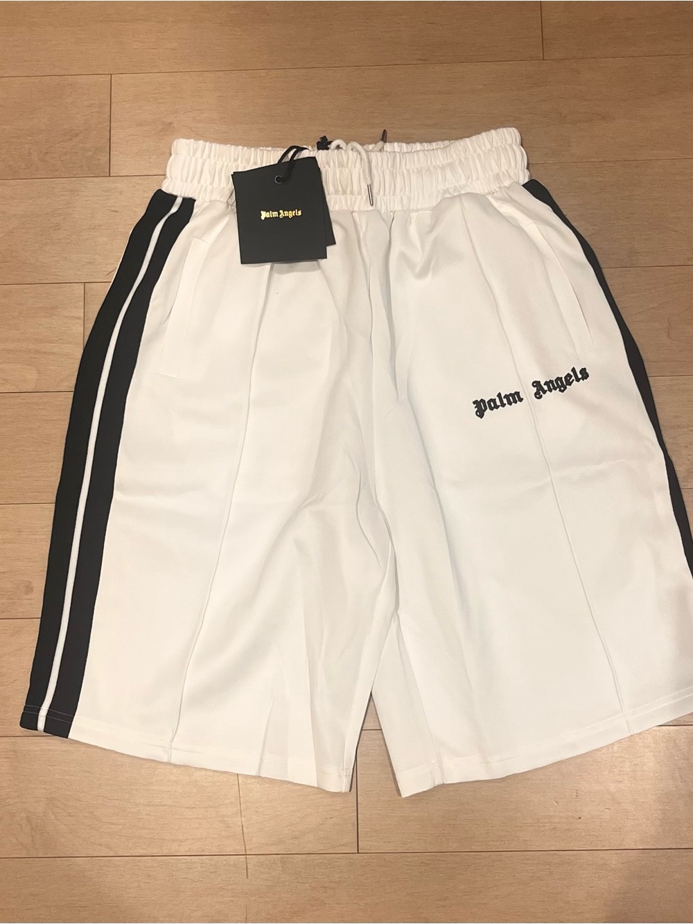 Palm Angels White Shorts with Black Side Stripes